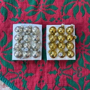 Vintage Miniature Silver and Gold Christmas Ornaments